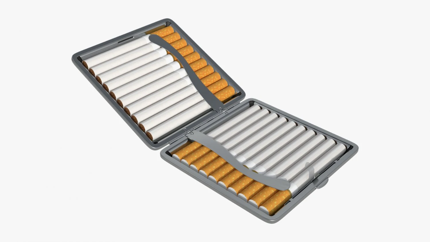 Metal cigarette case box 05 open 3D Model .c4d .max .obj .3ds .fbx .stl .blend