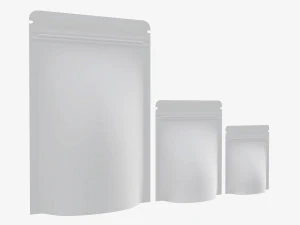 Plastic food pouch mylar bags white mockup 3D Model