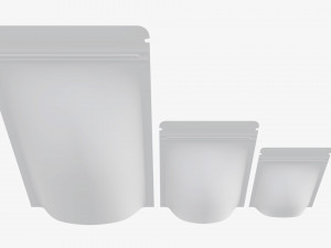 Plastic food pouch mylar bags white mockup 3D Модель