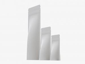 Plastic food pouch mylar bags white mockup 3D Модель
