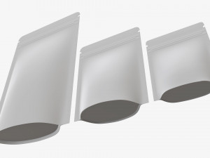 Plastic food pouch mylar bags white mockup 3D Модель