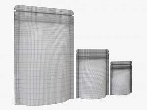 Plastic food pouch mylar bags white mockup 3D Модель