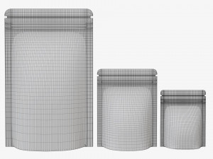 Plastic food pouch mylar bags white mockup 3D Модель