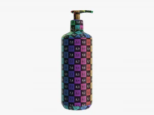 Plastic shampoo bottle with dosator type 2 3D Model