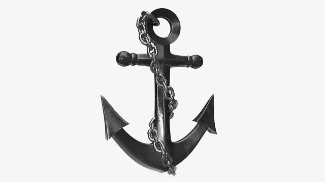 Wall interior decor anchor with chains Modelo 3D .c4d .max .obj .3ds .fbx .stl .blend 