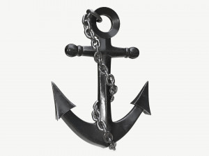 Wall interior decor anchor with chains Modelo 3D