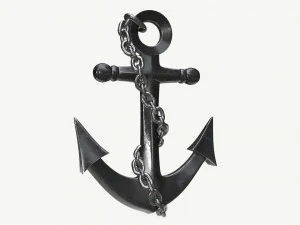 带链条的墙壁室内装饰锚 3D 模型