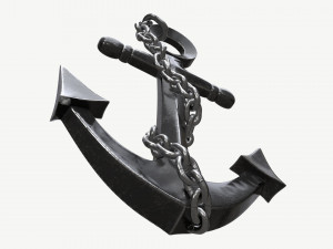 Wall interior decor anchor with chains Modelo 3D