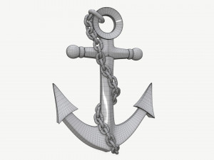 Wall interior decor anchor with chains Modelo 3D