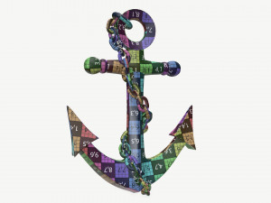 Wall interior decor anchor with chains Modelo 3D