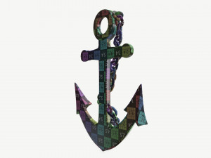 Wall interior decor anchor with chains Modelo 3D