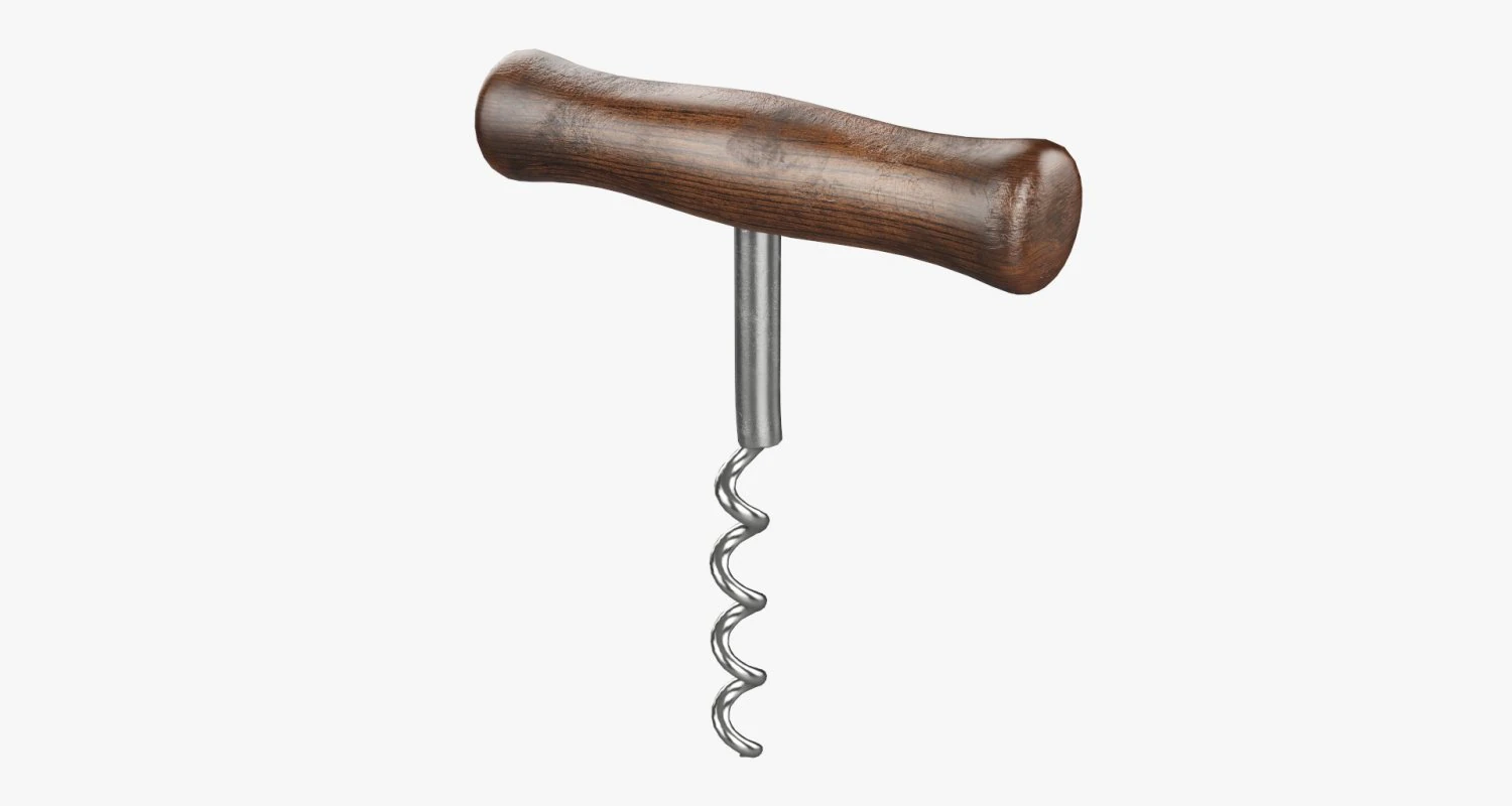 Wine bottle corkscrew 3D Model .c4d .max .obj .3ds .fbx .stl .blend 