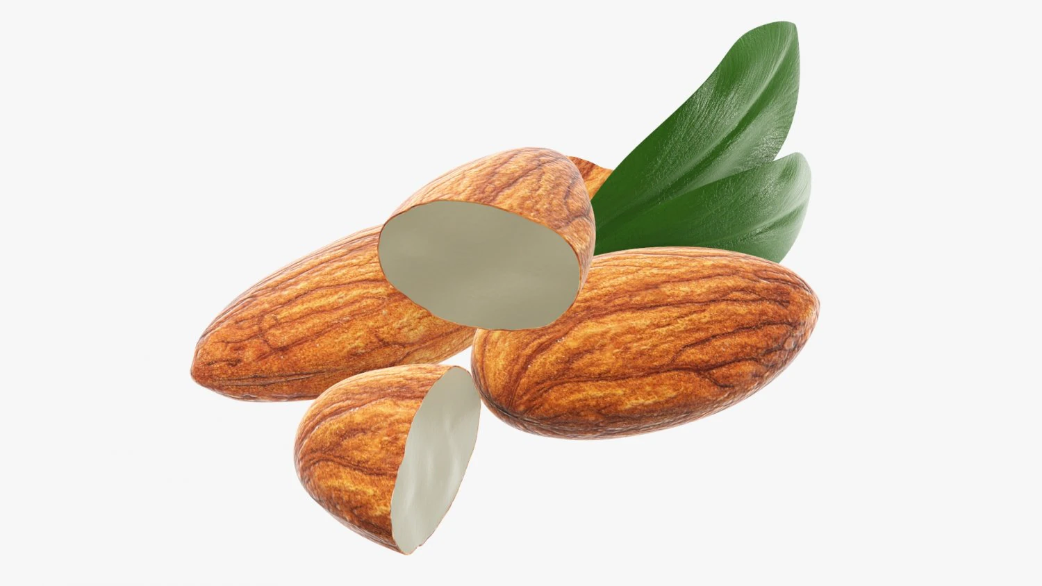 Almond nuts 02 3D Model .c4d .max .obj .3ds .fbx .stl .blend 