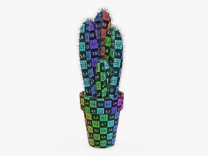 Cactus in planter pot plant 01 3D Model