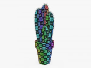 Cactus in planter pot plant 01 3D Model