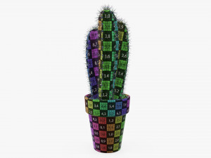 Cactus in planter pot plant 01 3D Model