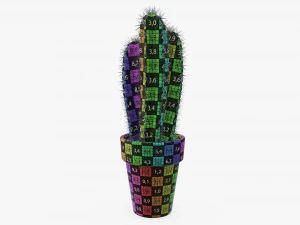 Cactus in planter pot plant 01 3D Model
