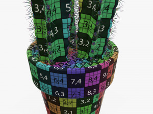 Cactus in planter pot plant 01 3D Model