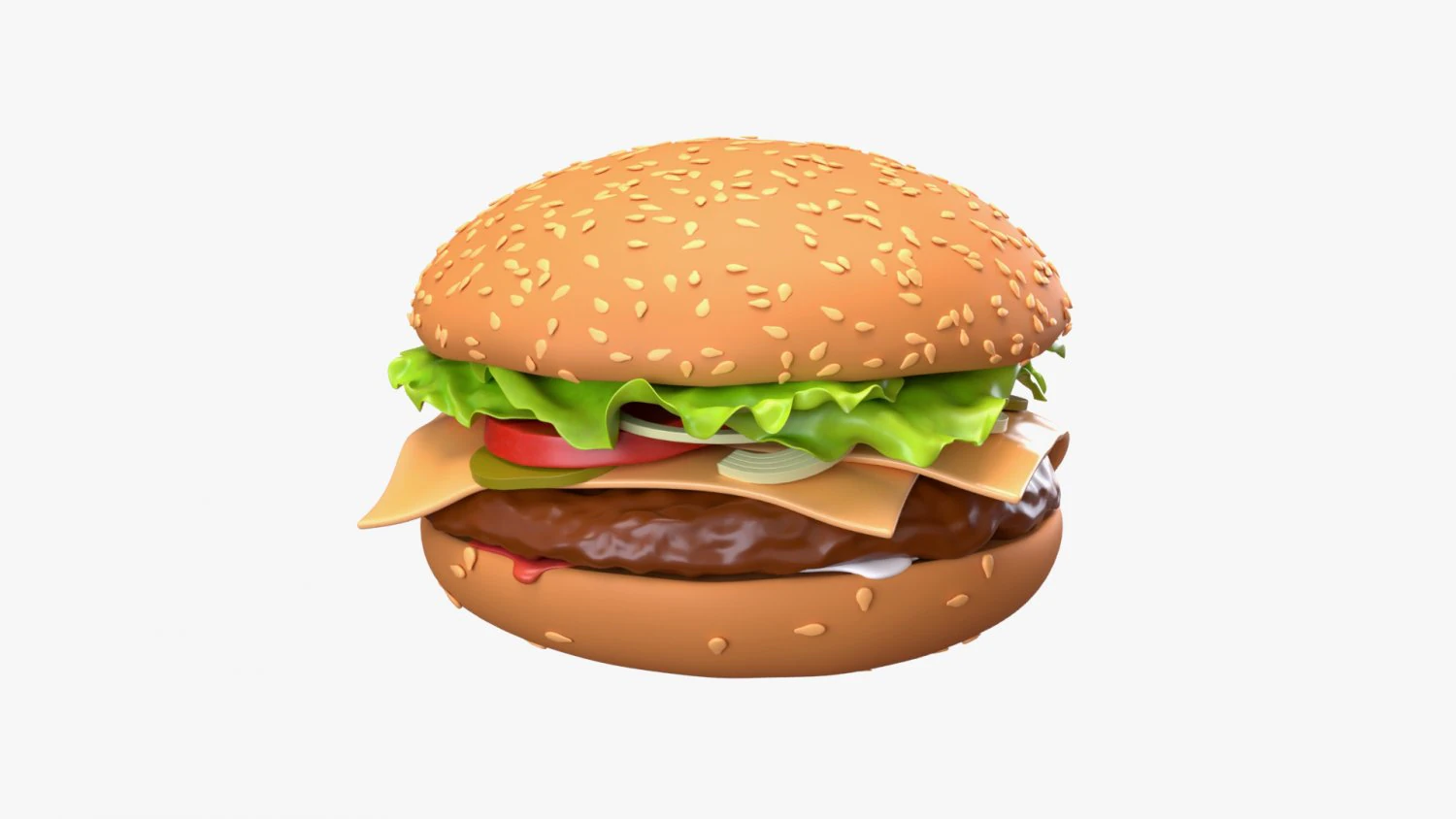 Cheeseburger fast food 01 stylized 3D Model .c4d .max .obj .3ds .fbx .stl .blend