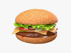 Cheeseburger fast food 01 stylized 3D Model