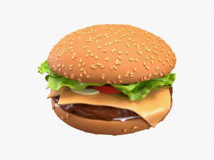 Cheeseburger fast food 01 stylized 3D Model