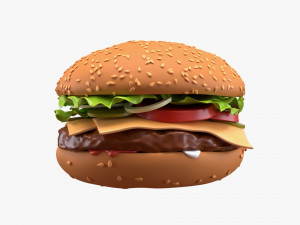 Cheeseburger fast food 01 stylized Modelo 3D