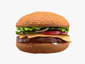 Cheeseburger fast food 01 stylized 3D Model