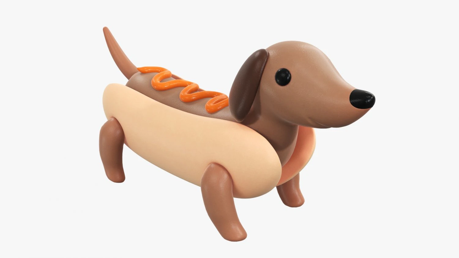 Dachshund puppy in hot dog bun 3D Model .c4d .max .obj .3ds .fbx .stl .blend 