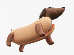 Dachshund puppy in hot dog bun 3D Model