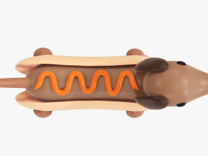 Dachshund puppy in hot dog bun 3D Model