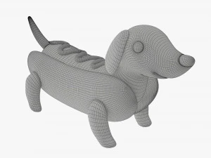 Dachshund puppy in hot dog bun 3D Model