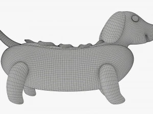 Dachshund puppy in hot dog bun 3D Model