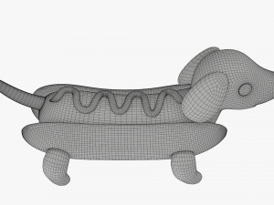 Dachshund puppy in hot dog bun Modelo 3D