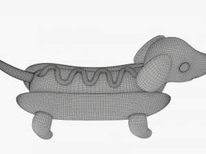 Dachshund puppy in hot dog bun 3D Model