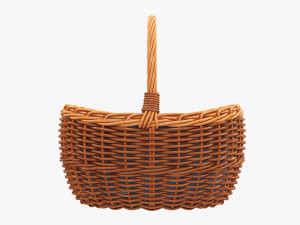 Empty oval wicker basket with handle 3D Модель