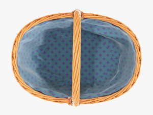 Empty oval wicker basket with handle 3D Модель