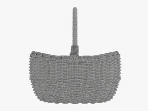 Empty oval wicker basket with handle 3D Модель