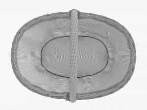 Empty oval wicker basket with handle 3D Модель
