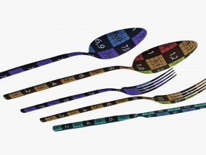 Flatware set 02 Modello 3D