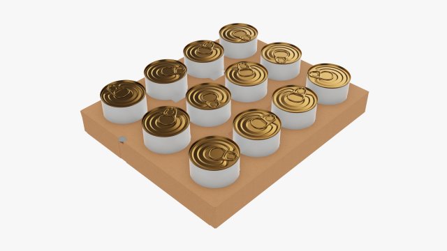 Food tin can shipping tray Modelo 3D .c4d .max .obj .3ds .fbx .stl .blend 