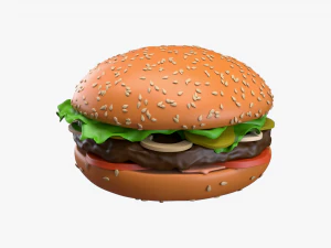 Hamburger fast food 01 stylized 3D Model