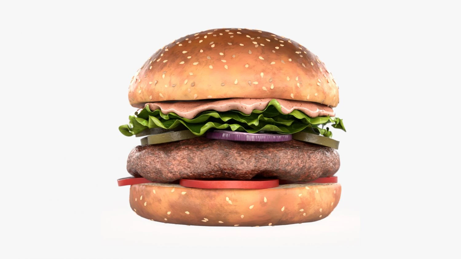 Hamburger fast food 02 3D Model .c4d .max .obj .3ds .fbx .stl .blend