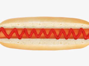 Hot dog with ketchup 3D Model