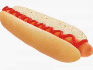 Hot dog with ketchup 3D Model