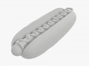 Hot dog with ketchup 3D Model