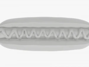 Hot dog with ketchup 3D Model