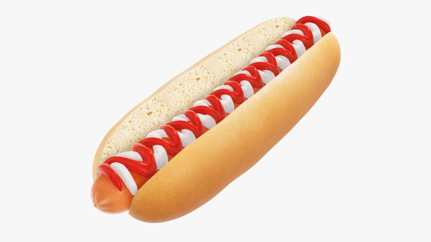 Hot dog with ketchup mayonnaise 3D Model .c4d .max .obj .3ds .fbx .stl .blend