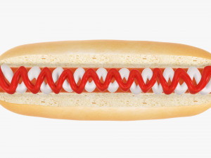Hot dog with ketchup mayonnaise 3D Model