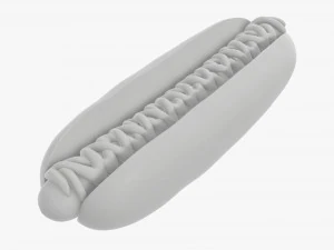 Hot dog with ketchup mayonnaise 3D Model
