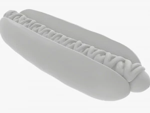 Hot dog with ketchup mayonnaise 3D Model